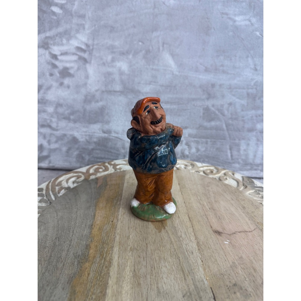 Vintage Enesco Golfer Figurine Clay Ceramic Hand Painted Sports Decor Taiwan